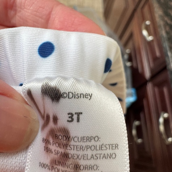 Disney 3T Minnie Mouse White and Blue Polka Dot Fabric Swim Bikini Skort Skirt - Picture 6 of 6